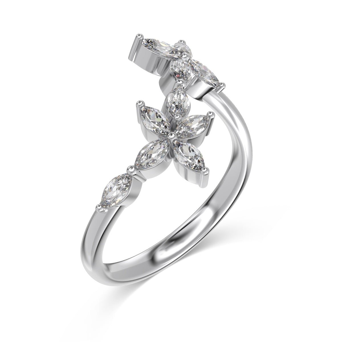 luxury flower ring handcrafted, elegant flower ring sterling silver