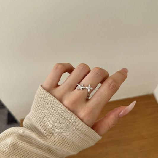 luxury flower ring handcrafted, elegant flower ring sterling silver