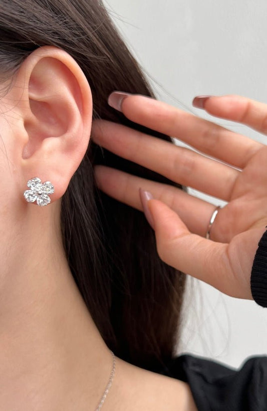 luxury flower earrings handcrafted, elegant flower earrings sterling silver