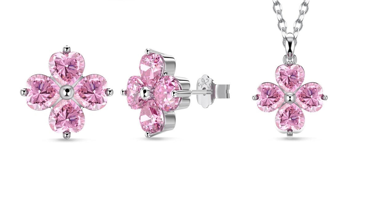 Pink Flower Necklace handcrafted 18K gold plated Kuwait jewelry collection