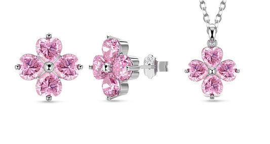 Pink Flower Necklace handcrafted 18K gold plated Kuwait jewelry collection