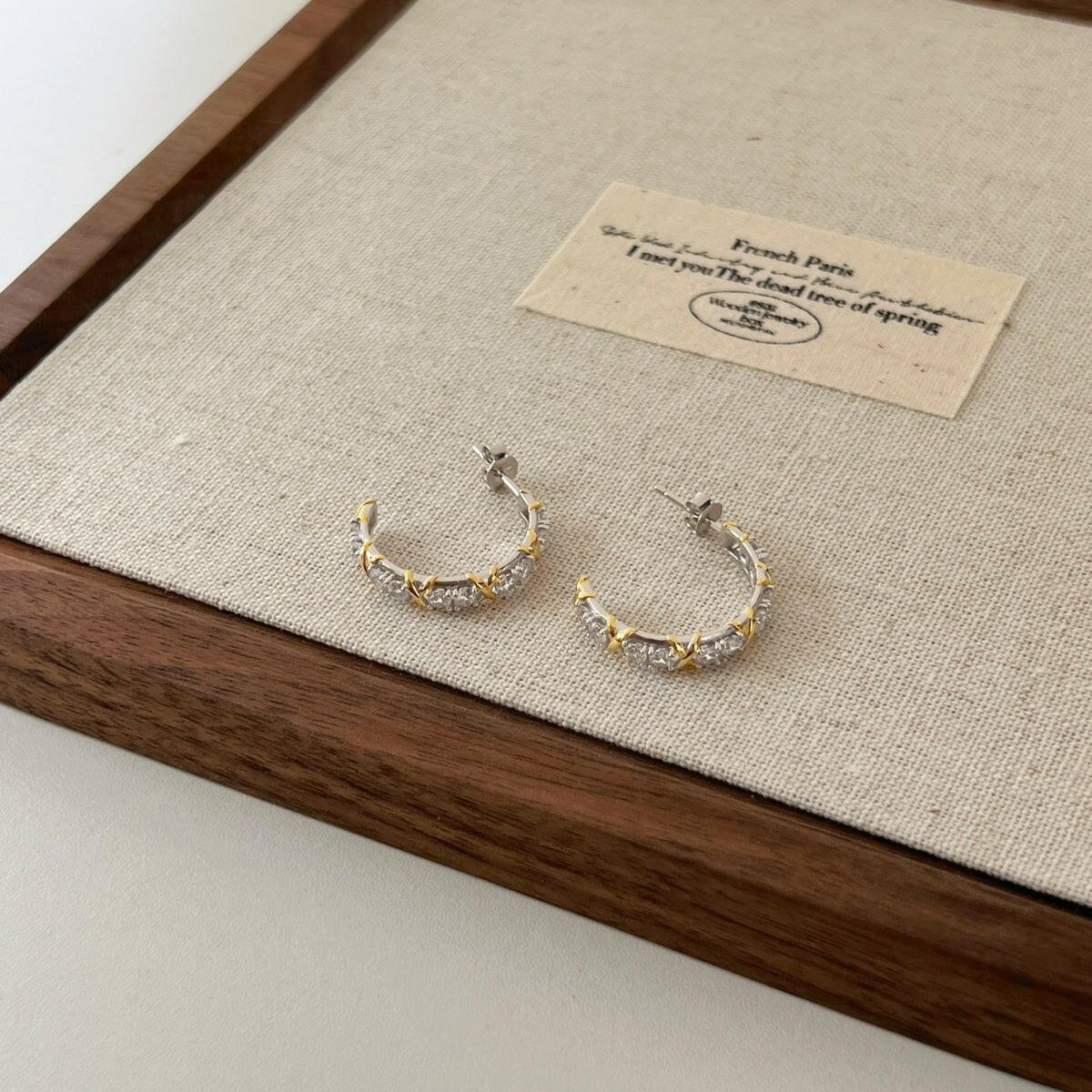 Gold Criss - Cross Earrings Handcrafted 18K gold plated jewelry collection Kuwait luxury pieces