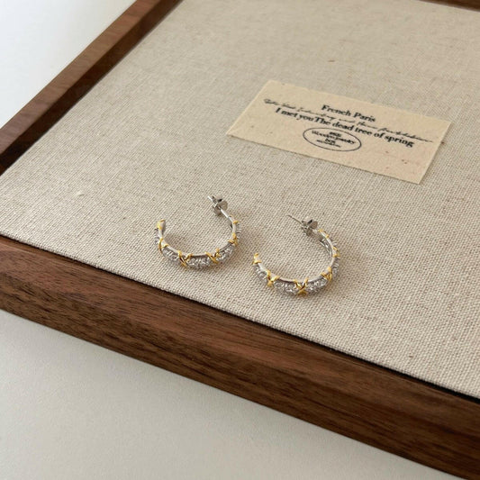 Gold Criss - Cross Earrings Handcrafted 18K gold plated jewelry collection Kuwait luxury pieces