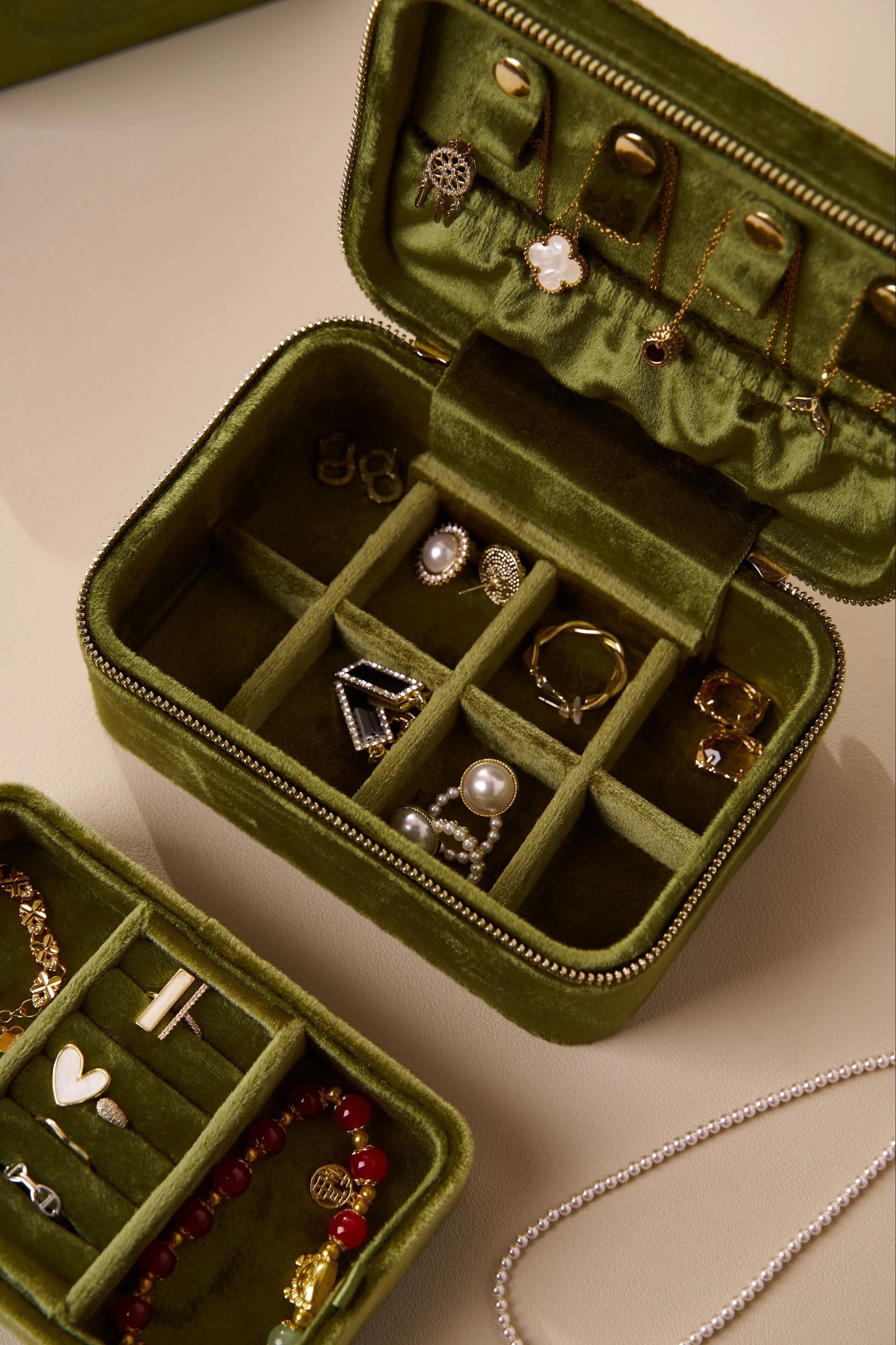 Green Velvet Jewelry Box - Small