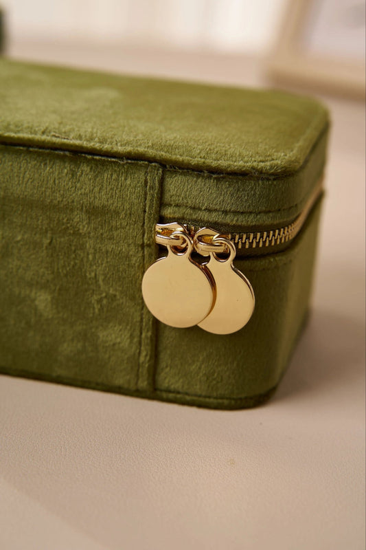 luxury jewelry box green velvet handcrafted small size