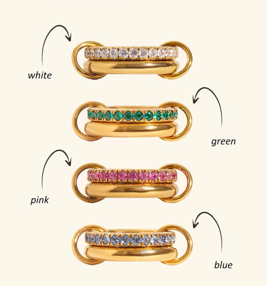 Silsila Chain - Link Rings - 18k Gold Plated CZ | Pre - Order - Luméra Designs