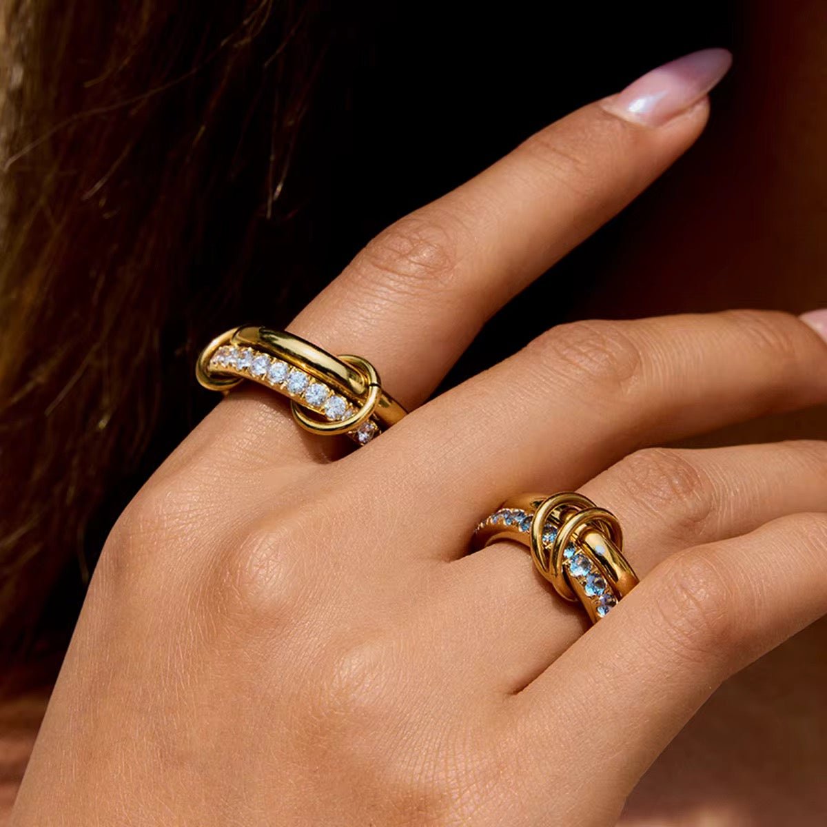 Silsila Chain - Link Rings - 18k Gold Plated CZ | Pre - Order - Luméra Designs