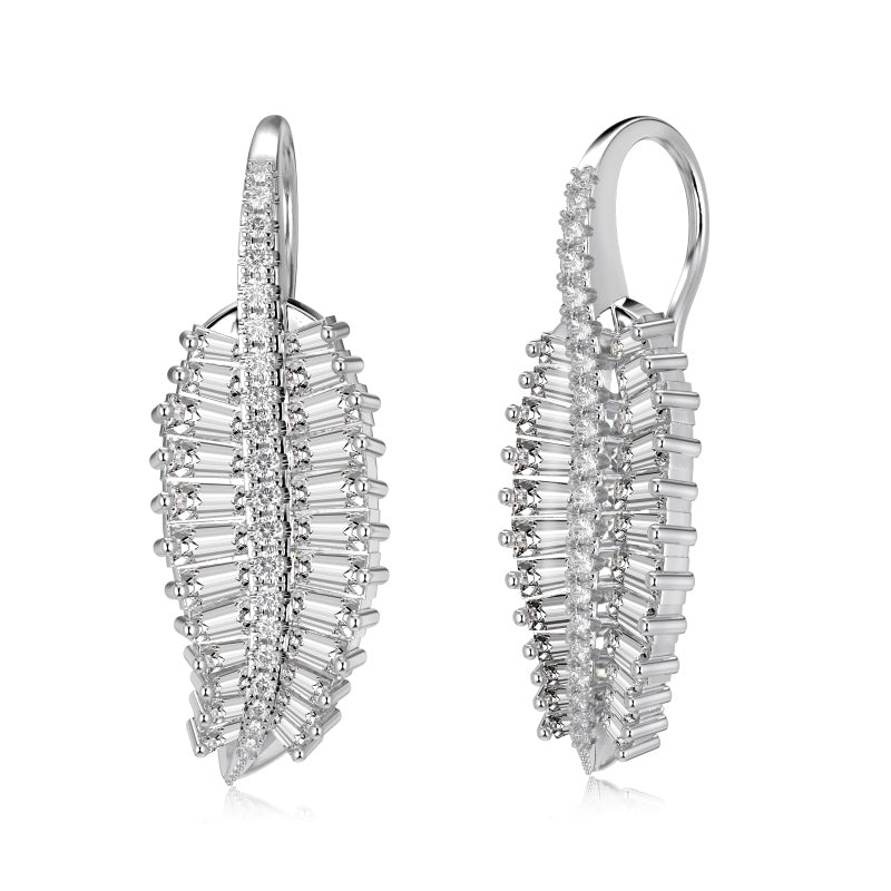 Baguette Cut Leaflet Earrings