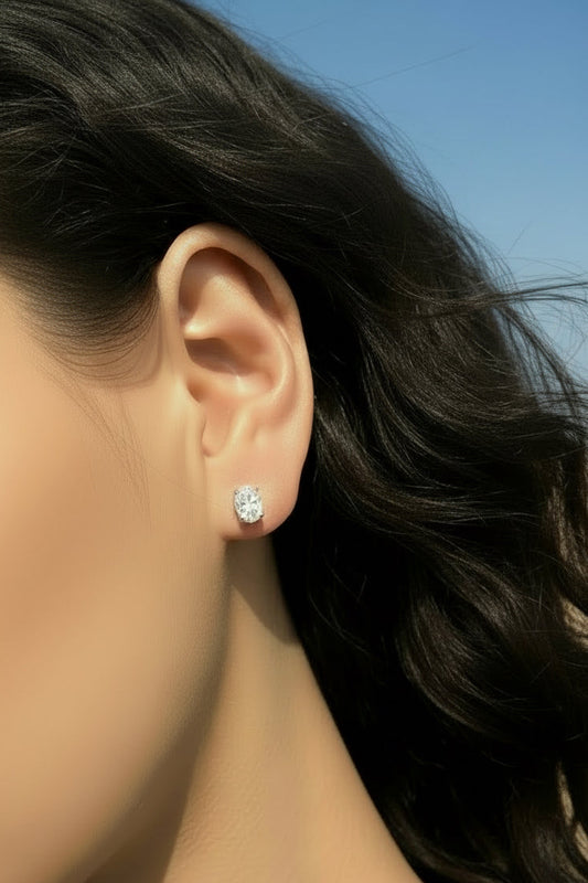 luxury oval studs handcrafted earrings, elegant oval stud earrings sterling silver