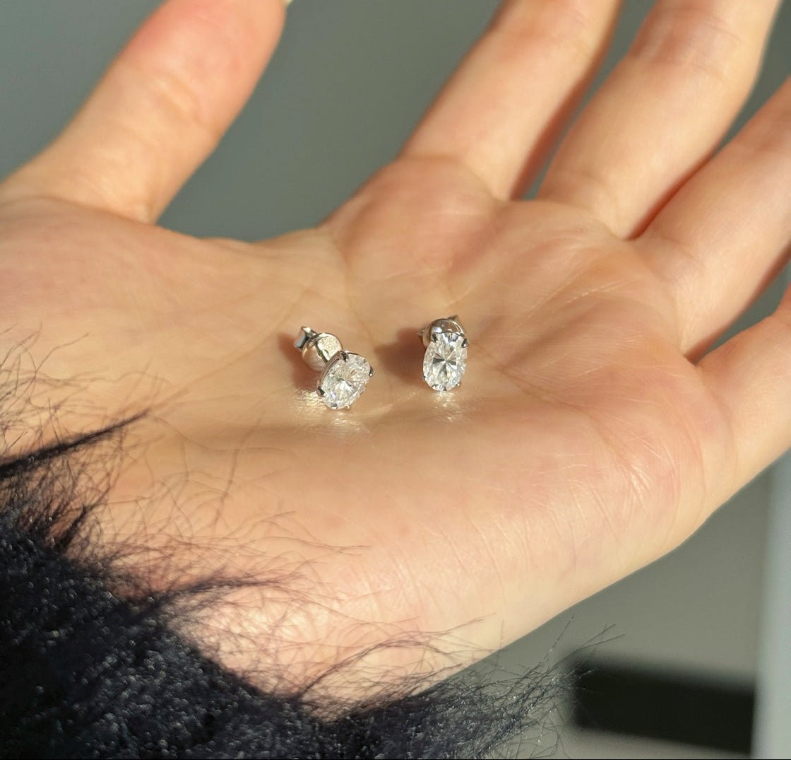 luxury oval studs handcrafted earrings, elegant oval stud earrings sterling silver