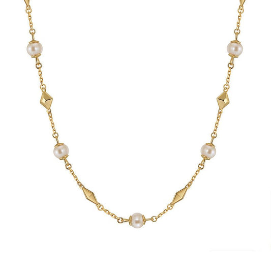 Shell Pearl Necklace - Sterling Silver 14K Gold Plated Shell Pearl - Luméra Designs