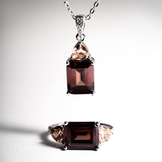 handcrafted mocha necklace ring set luxury jewelry Kuwait