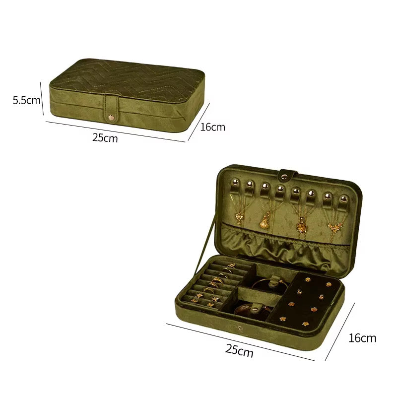 Green Velvet Jewelry Box - Medium