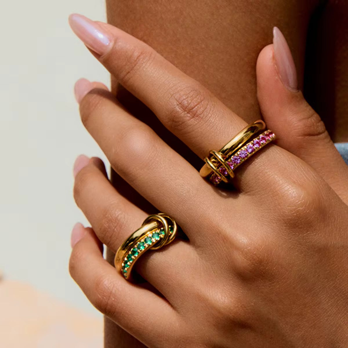 Silsila Chain-Link Rings - 18k Gold Plated CZ | Pre-Order