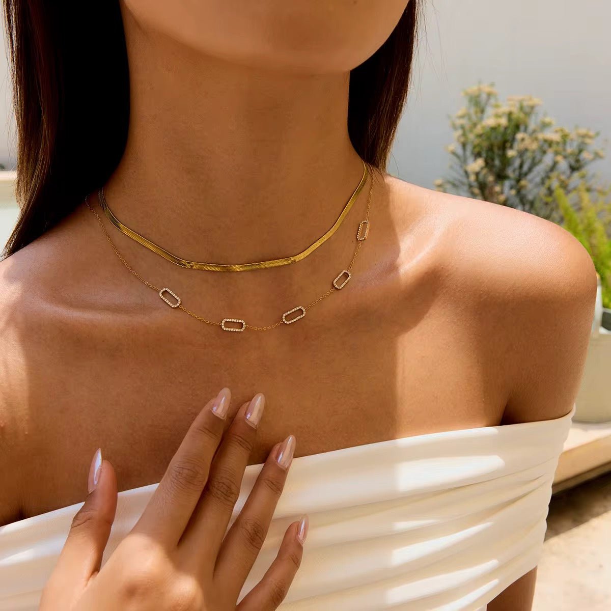 The Herringbone Layering Necklace 18K Gold Plated - Luméra Designs