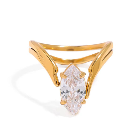 18K Gold Plated Marquise Cut Ring - Luméra Designs