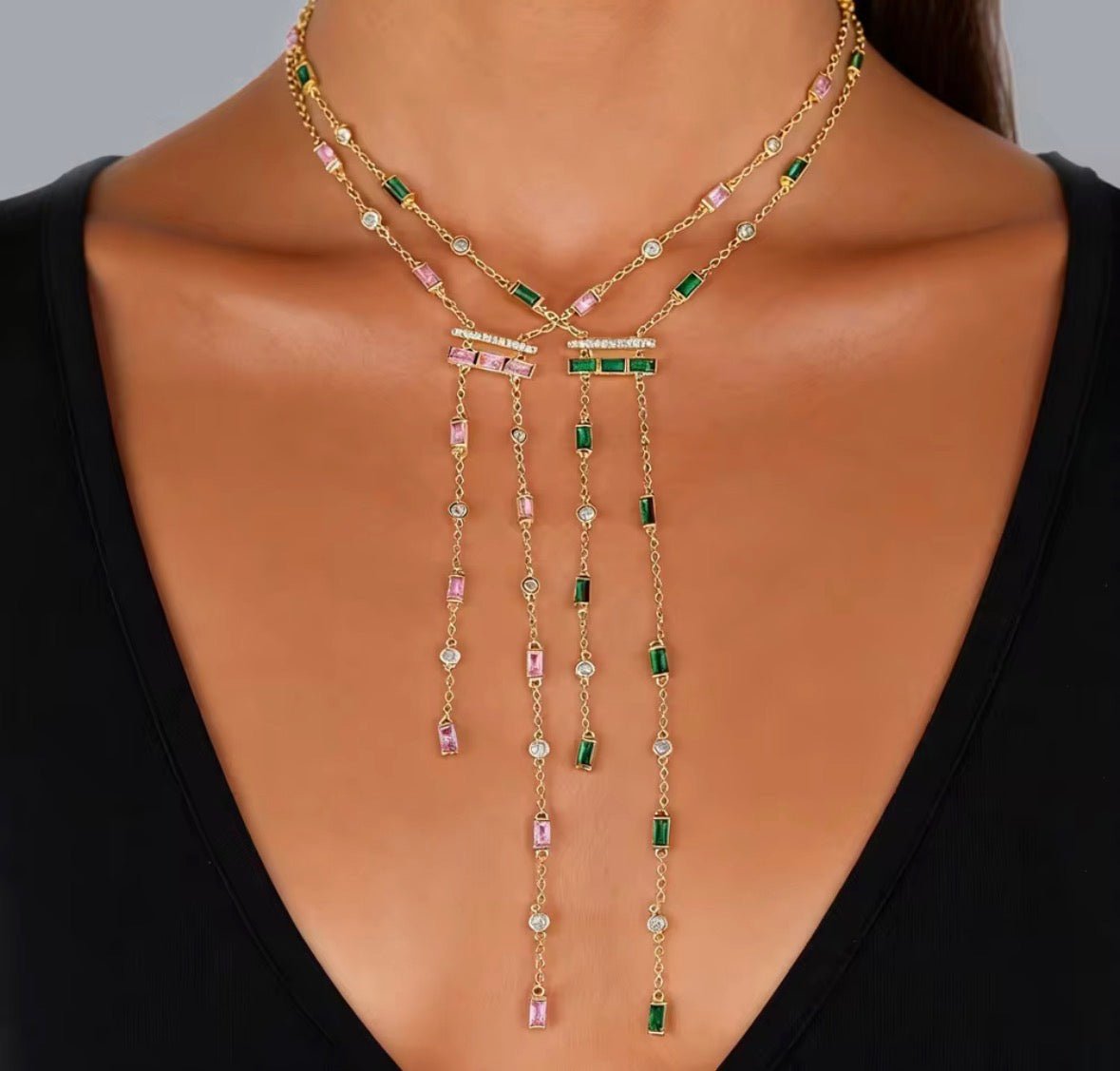 Iced out Lariat Necklace - Luméra Designs