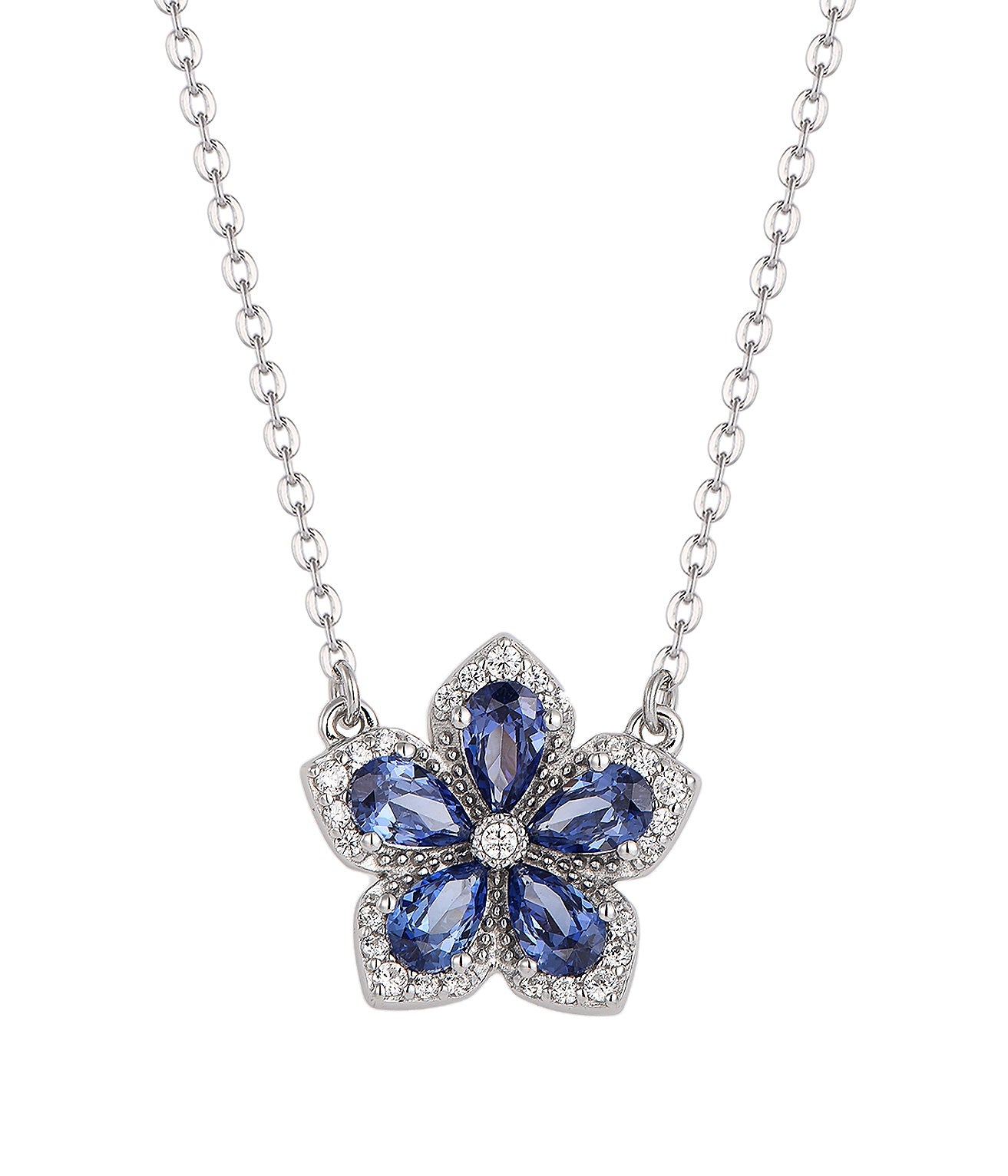 luxury blue flower set handcrafted jewelry, elegant blue flower necklace earrings set