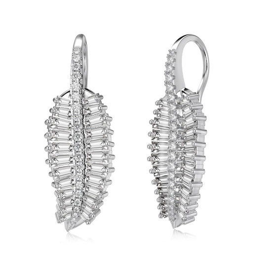 Baguette Cut Leaflet Earrings handcrafted 18K gold plated Kuwait jewelry collection