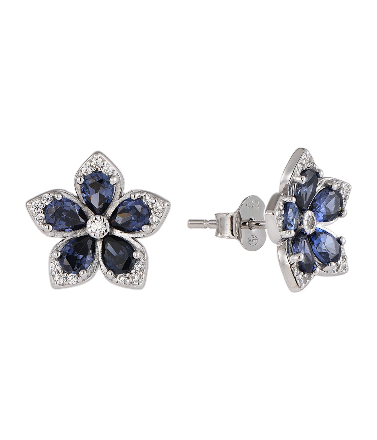 luxury blue flower set handcrafted jewelry, elegant blue flower necklace earrings set