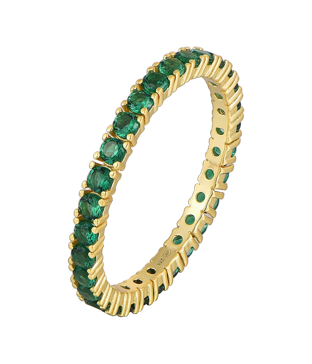 Emerald Green Stackable Rings - 18k Gold Plated CZ | Zamradaa Collection