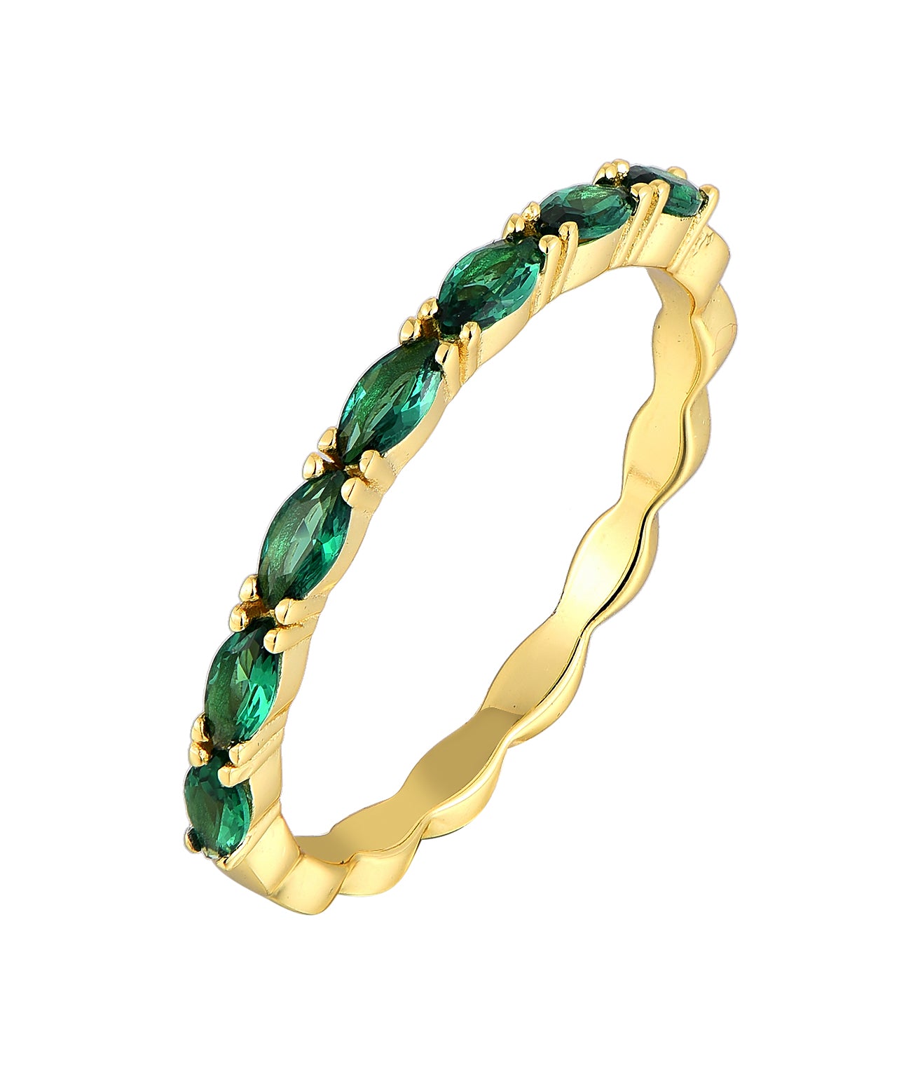 Emerald Green Stackable Rings - 18k Gold Plated CZ | Zamradaa Collection