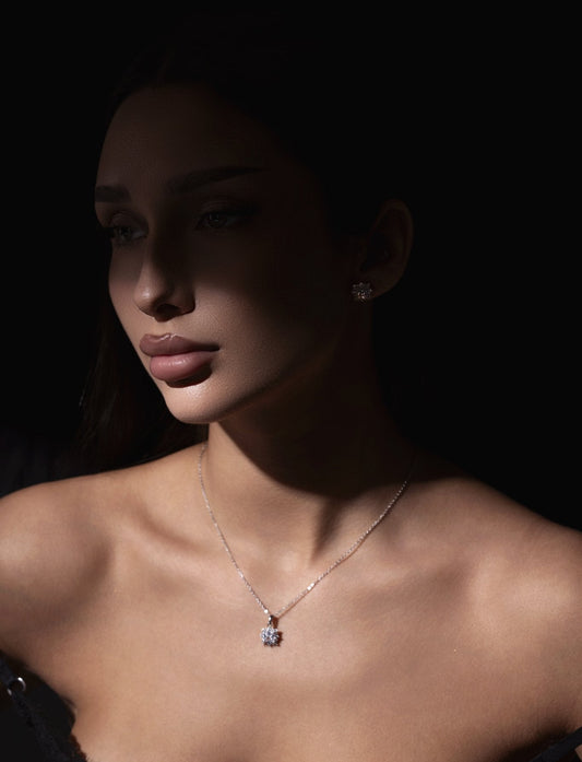 luxury white stone set handcrafted jewelry, elegant white stone necklace earrings set