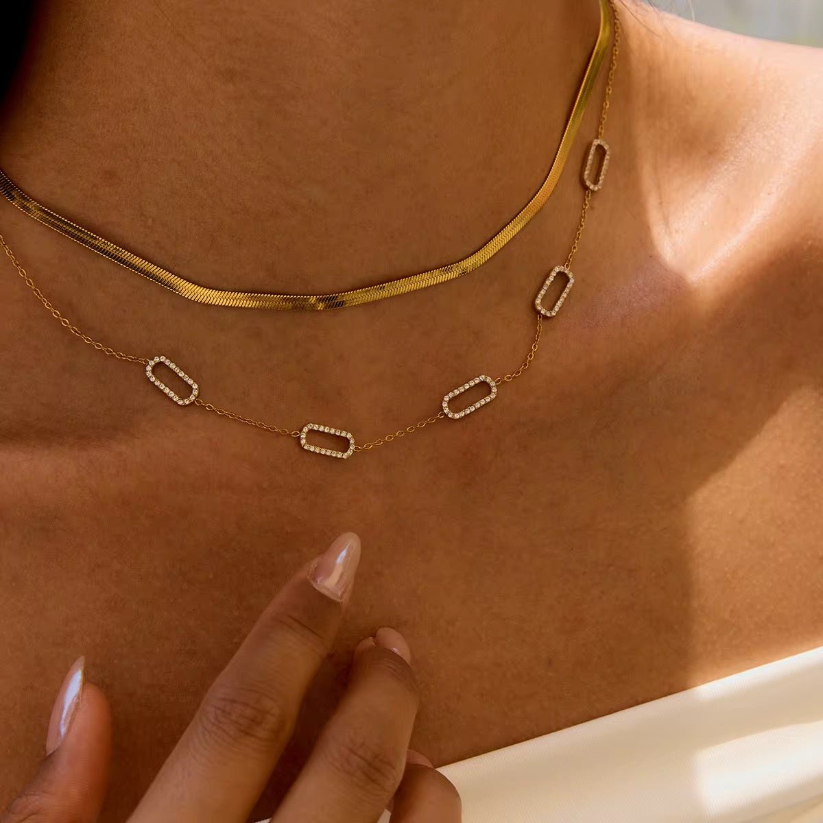 The Herringbone Layering Necklace 18K Gold Plated - Luméra Designs