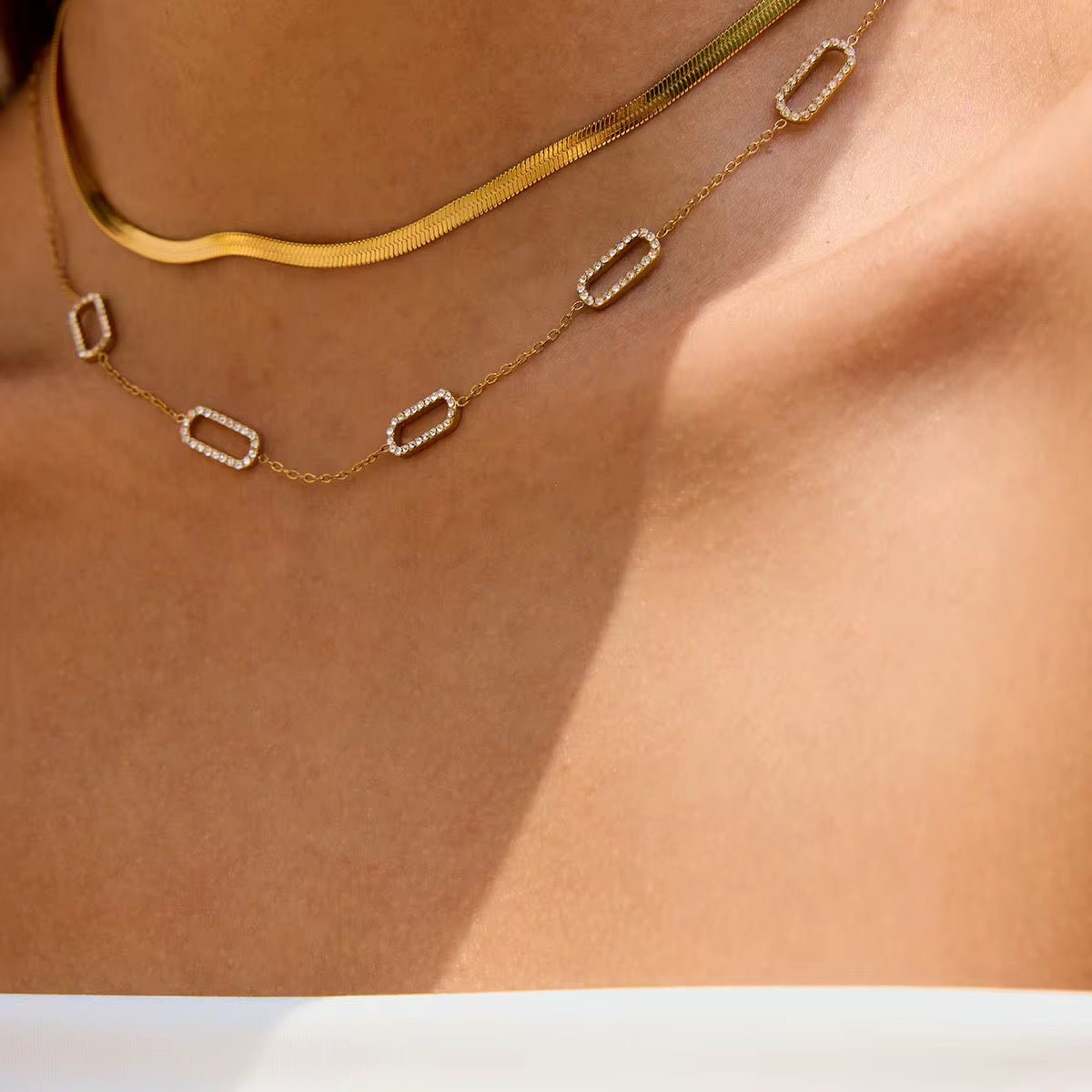 The Herringbone Layering Necklace 18K Gold Plated - Luméra Designs